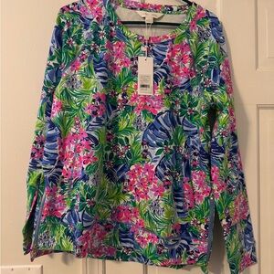 NWT Disney Lilly Pulitzer sweatshirt Pink and Blue Floral Top